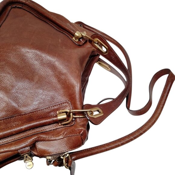 (L3) Authentic Chloe Shoulder Bag Brown Leather Luxury Vintage Designer Handbag - Picture 3 of 9